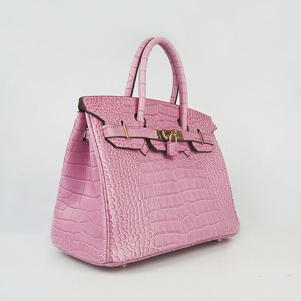 Replica Hermes Birkin 30CM Crocodile Veins Bag Pink 6088 On Sale - Click Image to Close